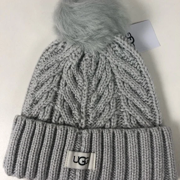 UGG women\'s grey cable knit hat with pom-pom UGG® Cable Knit Pom Beanie | MainPlace Mall main image 2